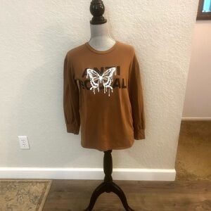 Fashion Nova Brown Graphic Sweatshirt with Butterfly Design